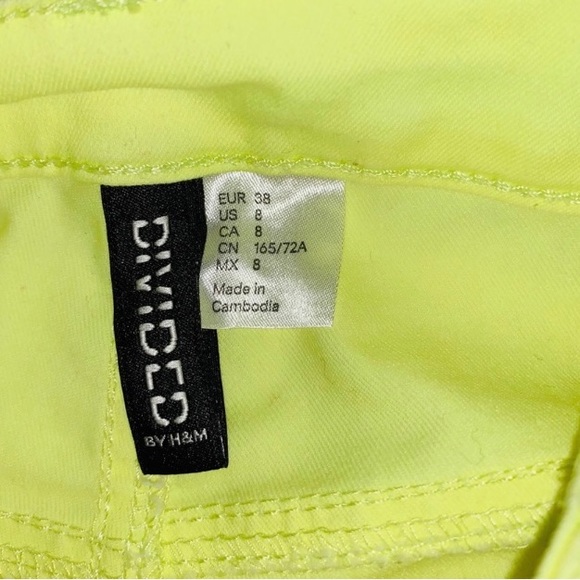 Divided Neon Yellow Shorts Sz 8 - Picture 3 of 3